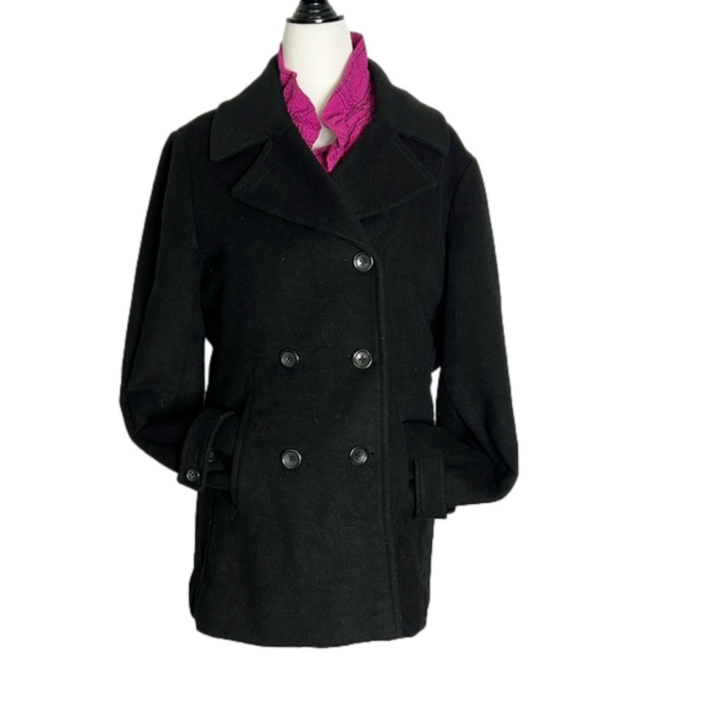 Land's End Black double Breasted Pea Coat